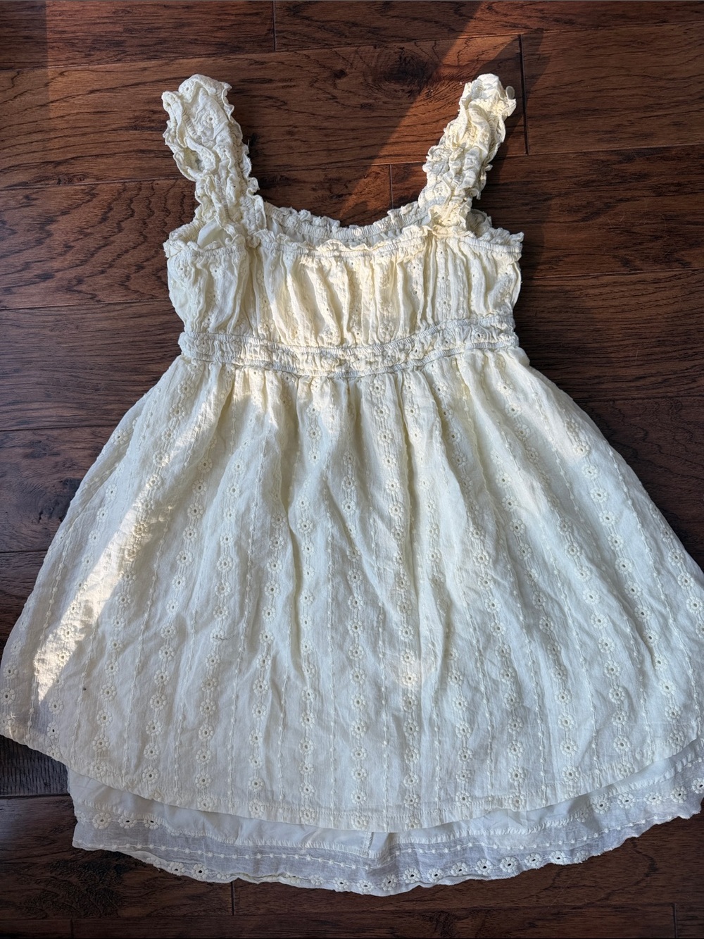 Yellow Eyelet Sundress with Ruffled Straps
